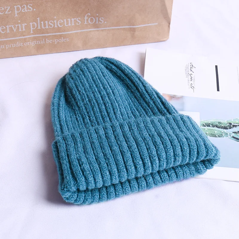 Fashion winter hat mohair male lady curling knit hat outdoor travel Unisex windproof warm wool knit hat - Цвет: Синий