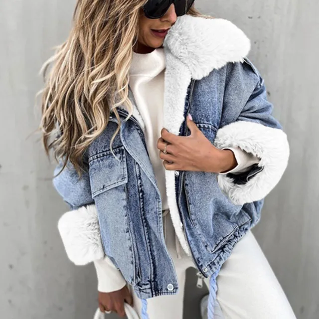 Denim Coat Women Winter Warm Jean 