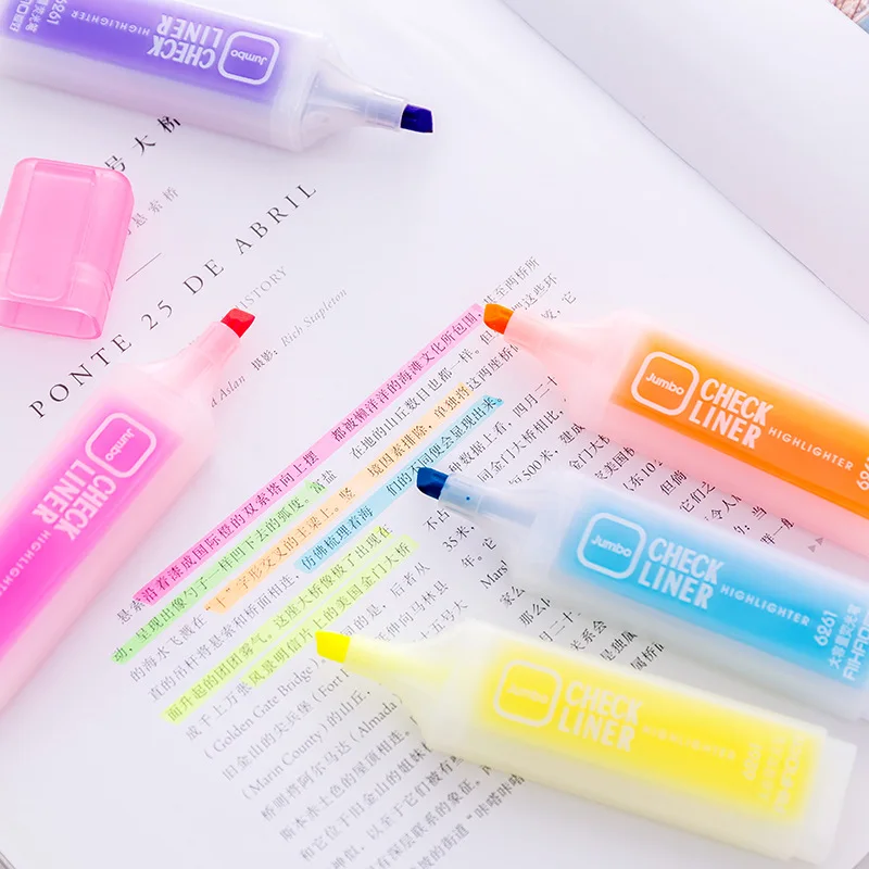 

6pieces/lot large capacity marker pen highlighter school students suppliers stationery