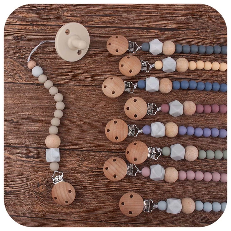 35mm Beech Wood Pacifier Clip Unfinished Nipple Holder DIY Pacifier Clips Chain 