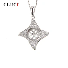 CLUCI 925 серебро Циркон ветряная мельница в форме кулон для женщин жемчужное крепление Подвески Серебро 925 Подвески кулон ювелирные изделия