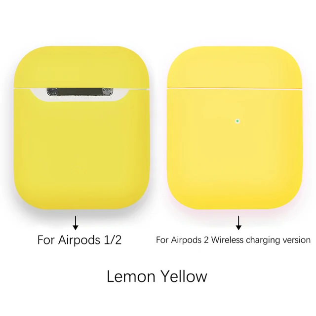 Soft Silicone Cases For Apple Airpods 1/2 Protective Bluetooth Wireless Earphone Cover For Air Pods Luxury Charging Box Bags Lemon Yellow