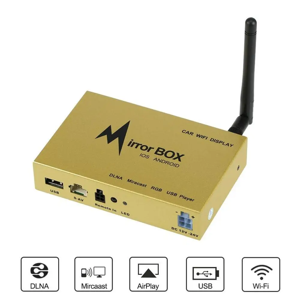 

Car WIFI Mirror Box for Android iOS Mobile Phone Navigation to LCD Monitors Universal A/V Mirror Converter 5G