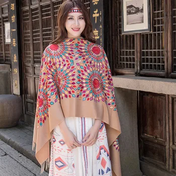 

Hot 2019 New Scarf For Women Winter Embroidery Neck Cashmere Scarves Lady Shawl Wrap Female Foulard Blanket Tassel Bandana Femme