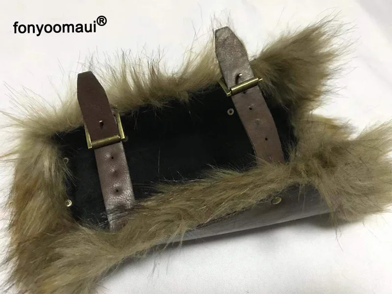 Взрослый мужской средневековый рыцарь Viking Larp кожаный меховой нарукавник Броня с