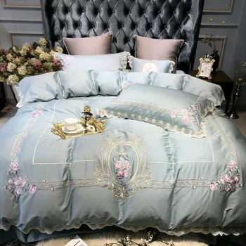 

French lace embroidered Claudina 60s Egyptian cotton four pieces of sets of Model Room Villa cotton bedding