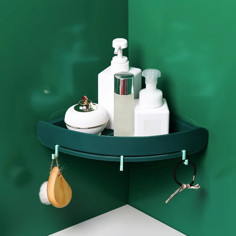 Прочная Пластиковая Полка для хранения в ванной угловая треугольная полка для хранения душевая настенная стойка для хранения Органайзер для ванной комнаты - Цвет: Зеленый