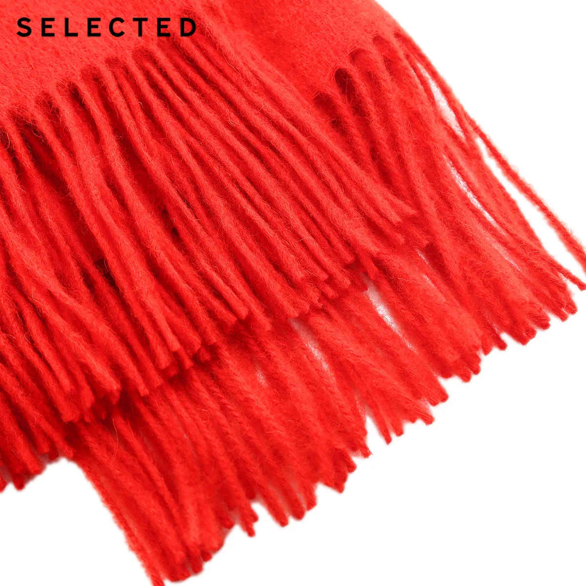 Отборные женские шерсть чистый цвет бахромой шарф A | 41846H508