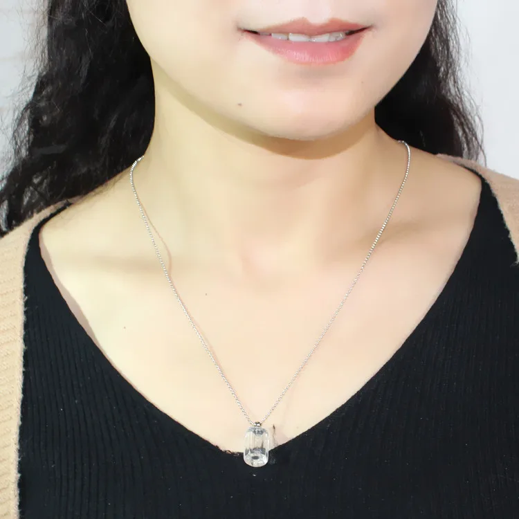 1PC Clear Crystal Vial Pendant With Ball Chain Necklace name on rice crystal vials Necklaces Wishing Bottle Pendant Necklace