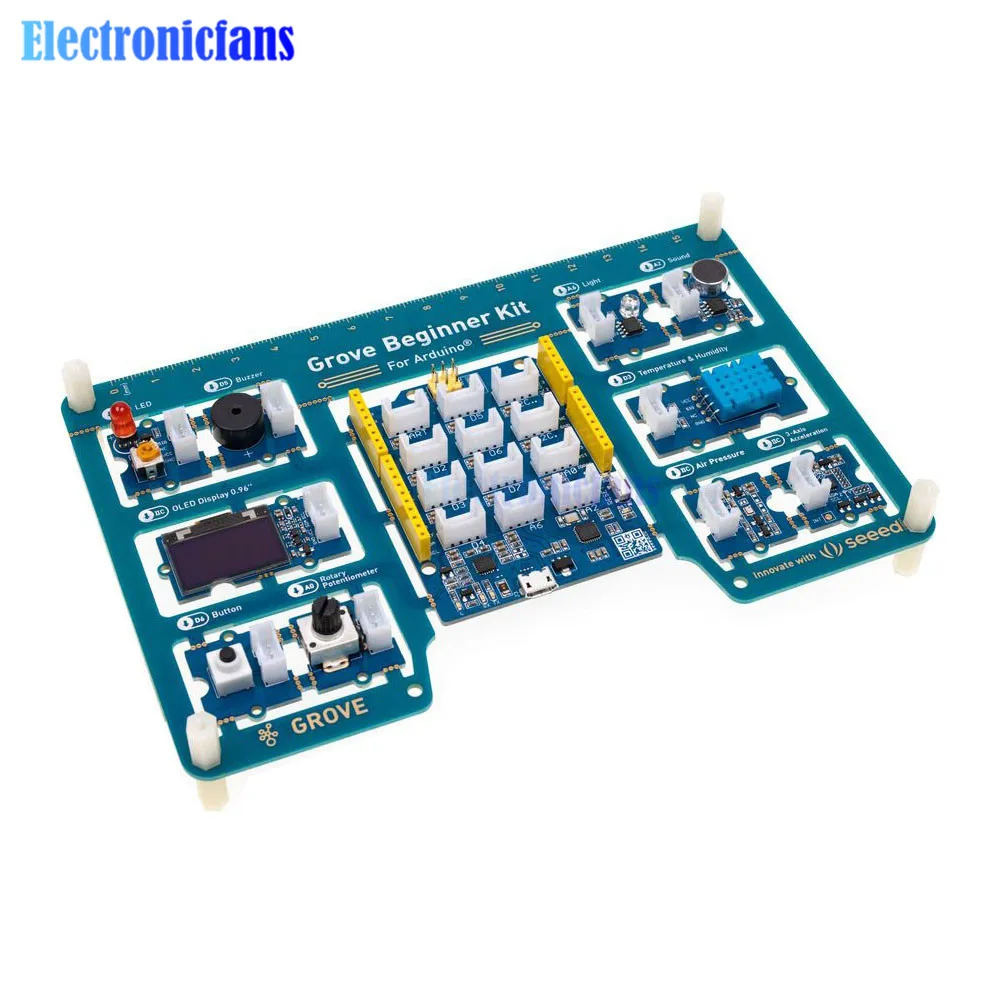 

All-in-one Beginner kit Sensor Module for Arduino UNO Compatible Board ATmega328p Based Seeeduino Lotus Compatible Grove Module