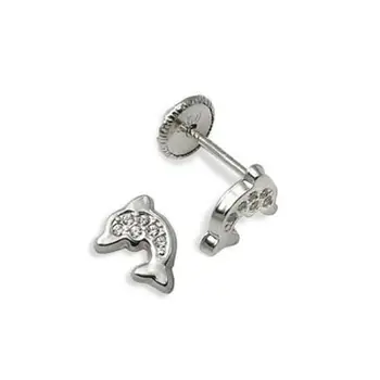 

Earrings sleeper delfin using rennet zirconia White Gold