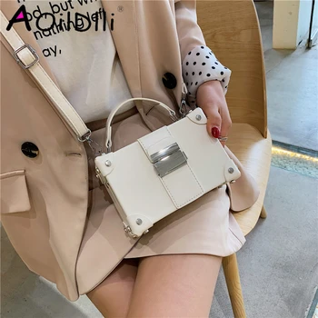 

AOILDLLI Spring Small Box Crossbody Bags for Girls Unqiue Lock Women Handbags Ladies Shoulder Messenger Bags 2020 Green White