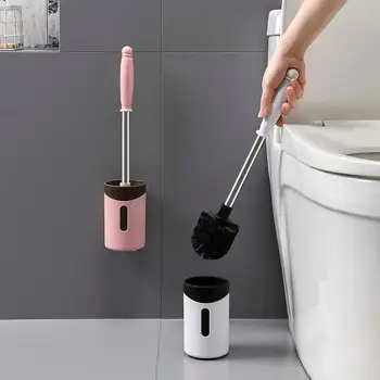 

Toilet Brush Set Bathroom Cleaning Brush Toilet Wall-Mounted Brush And Holder Set Stainless Steel Toilet Cleaning Tools