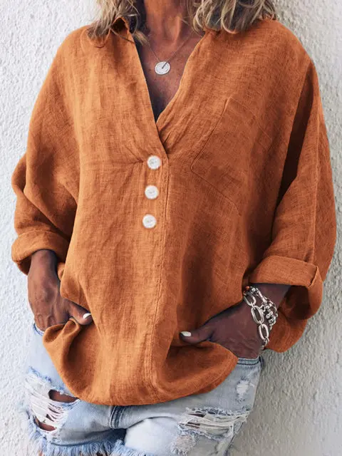 

Thickened Cotton And Hemp V-neck Long Sleeve Lady Lining