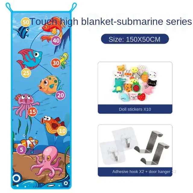 Bounce Trainer Promote Growth Sports Touch High Carpet Games Height Ruler Indoor Outdoor Sticky ball Target Toys for Children 03 Ocean