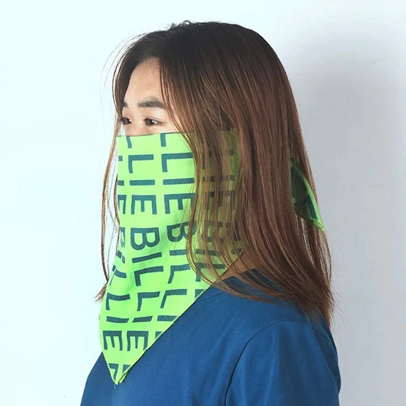 Billie Eilish бандана повязка для волос Косплей головной убор Хип-хоп зеленый квадратный шарф