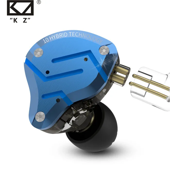 KZ ZS10 Pro синие наушники с шумоподавлением металлическая гарнитура 4BA 1DD гибридные 10