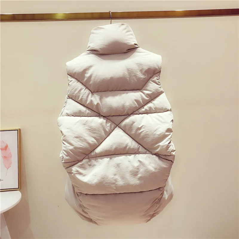 Женский хлопковый жилет осень зима модная короткая куртка Новое свободное плотное пальто без рукавов Однотонный женский хлопковый жилет XIN090