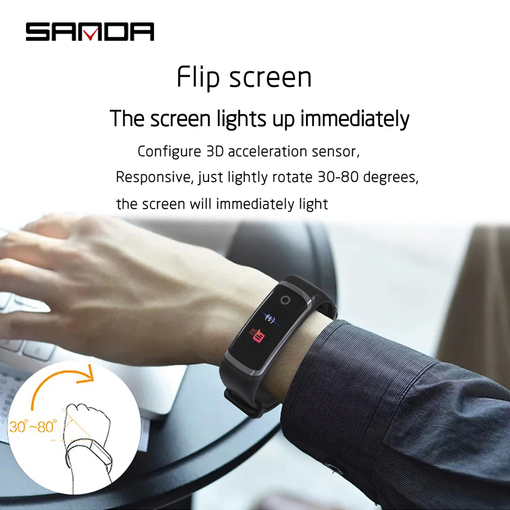 SANDA Bluetooth 0,9" Смарт-часы для IOS Android для мужчин и женщин Водонепроницаемый фитнес-трекер монитор сердечного ритма умные часы