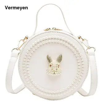 

2020 Women's Bag New Fashion Pearl Hand Bag Western Girl Shoulder Crossbody Small Round Bag Korean Style
