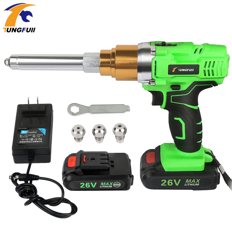 Riveter Gun 26v 3000mAh Portable Cordless Rechargeable Riveting Tool Electrical Riveter Rivet With LED Light Riveter Gun Support