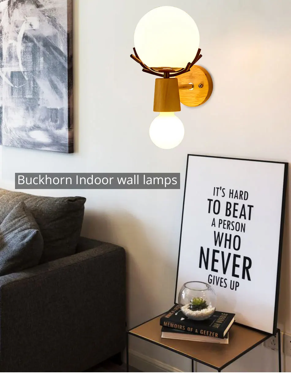 E27 Bulb Wall Light Creative LED Sconces Wooden Indoor Fixture For Home Living Room Bedroom bedside Hotel Night Lighting  (3)