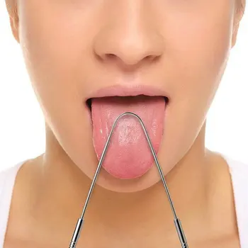 

Stainless Steel Tongue Cleaner Remove Bad Breath Device Universal Tongue Coating Cleaner Portable Oral Hygiene Dental Care