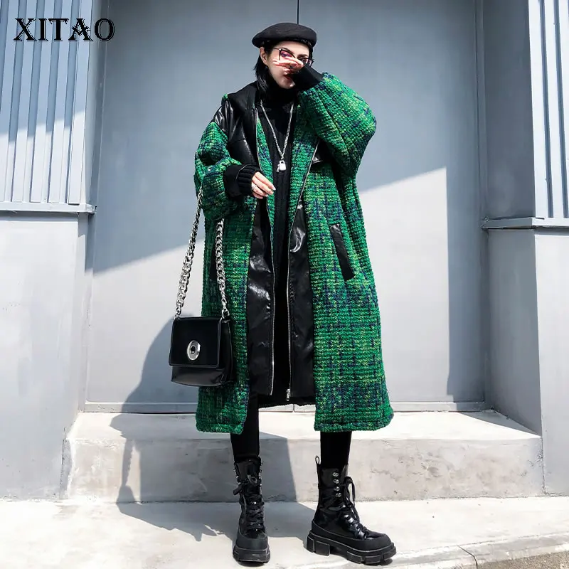 XITAO клетчатое прямое женское Модное Новое 2019 зимнее элегантное пальто с