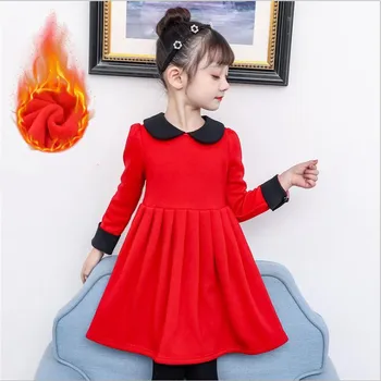 

Girl Christmas Dress 2019 Winter Baby Girls Thicken Warm Lining Long Sleeve Party Tutu Dresses Kids Dress For Girls