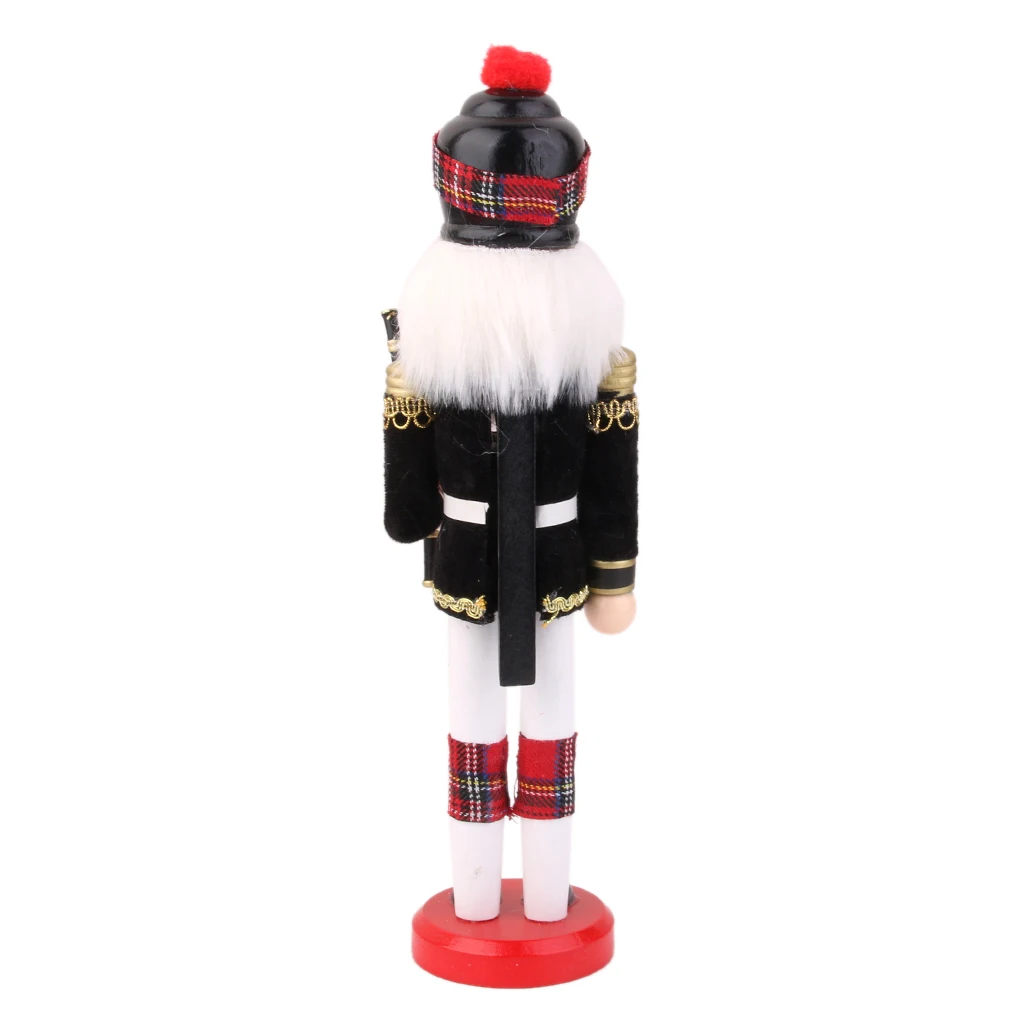 30cm Holiday Soldier w/ Bagpipes Wooden Traditional Christmas Solider Toy Soldier with Bagpipes Plaid Nutcracker Gift Toy