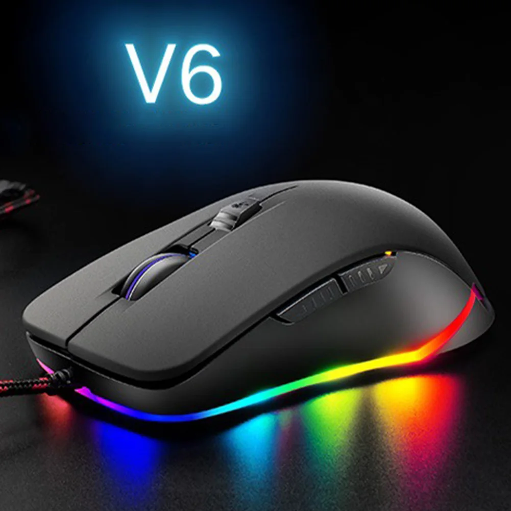 Подарок профессиональная эргономичная RGB подсветка USB интерфейс офис 6 Кнопка Проводная игровая мышь для ПК Оптический сенсор пластик Рабочий стол