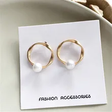 Простые геометрические формы, индивидуальные новые женские стильные жемчужные серьги, модные студенческие серьги-гвоздики для женщин