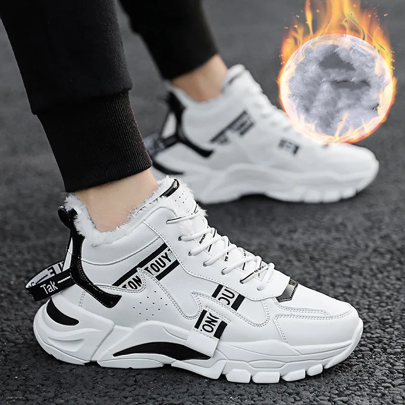 

Winter Men's Boots Fashion Thick Bottom Non-slip Warm Winter Shoes For Men Fur Warm Ankle Snow Boots Footwear Male Sneakers
