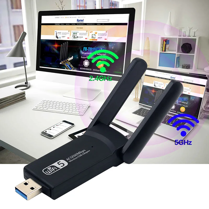 1900Mbps Dual Band 2.4Ghz/5Ghz Wireless USB Network WiFi Card Mini USB 3.0 Ethernet Adapter Dongle 802.11ac Receiver For Laptop