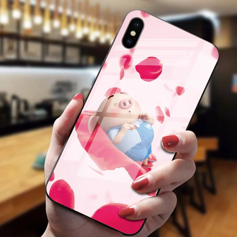 Милые с животным принтом, роскошные чехлы из закаленного стекла для iphone XS Max XR X 5 5S SE 6 6S 7 8 Plus 11 Pro Max, модная задняя крышка - Цвет: 1337