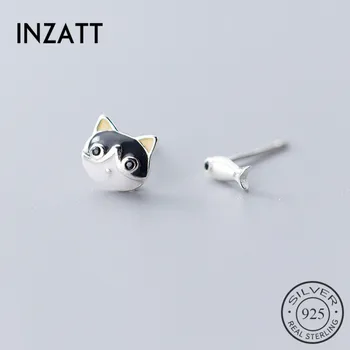 

INZATT Real 925 Sterling Silver Cat Fish Stud Earring For Fashion Women Party Cute Fine Jewelry MInimalist Accessories Gift