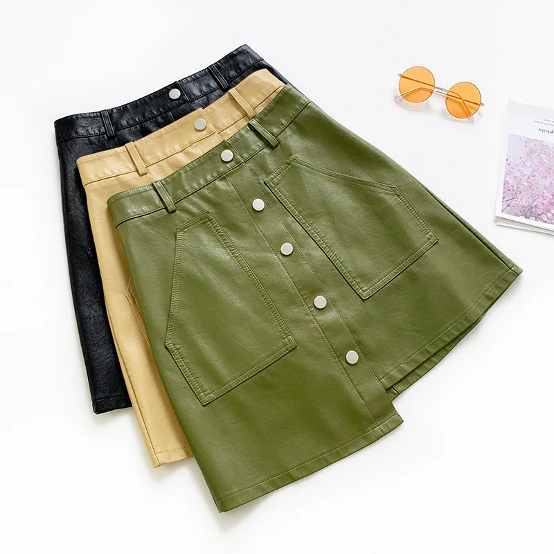 Женская юбка из искусственной кожи осенняя повседневная Офисная Рабочая одежда