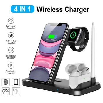 

4 In 1 Wireless Charger For Apple Watch AirPods Pro Pencil 10W Fast Charging Dock Station For IWatch 5 4 3 2 IPhone 11 XS XR X 8