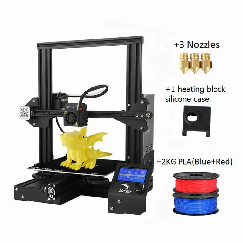 2020 последний инвентарь CREALITY Ender-3 принтер с 3 насадками/2PLA/1 Силикон DIY комплект |