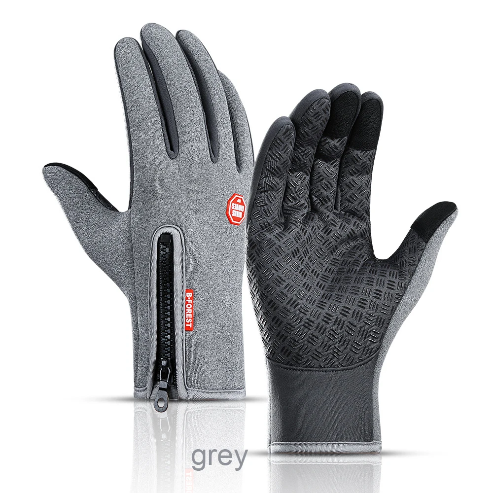 Унисекс камуфляжные Водонепроницаемые зимние теплые перчатки для катания на лыжах, сноуборде, мотоцикле, верховой езды с сенсорным экраном - Цвет: grey
