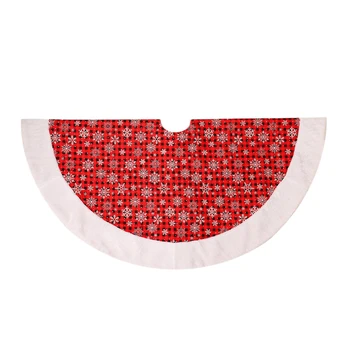 

ABFU-Christmas Snowflake Printed Tree Skirt Christmas Tree Decoration Christmas Tree Ornaments Home Party Supplies