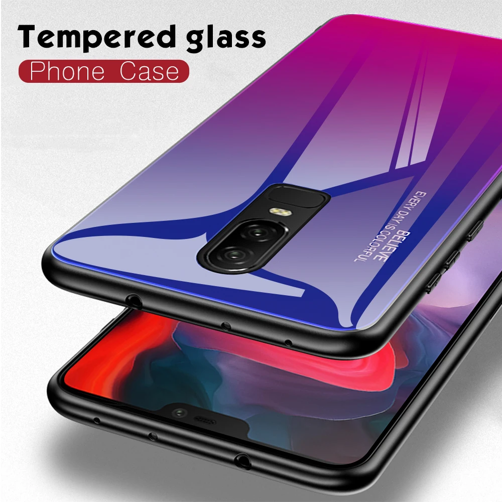 Краучий градиентный чехол из закаленного стекла для One plus Oneplus 7 Pro с силиконовой