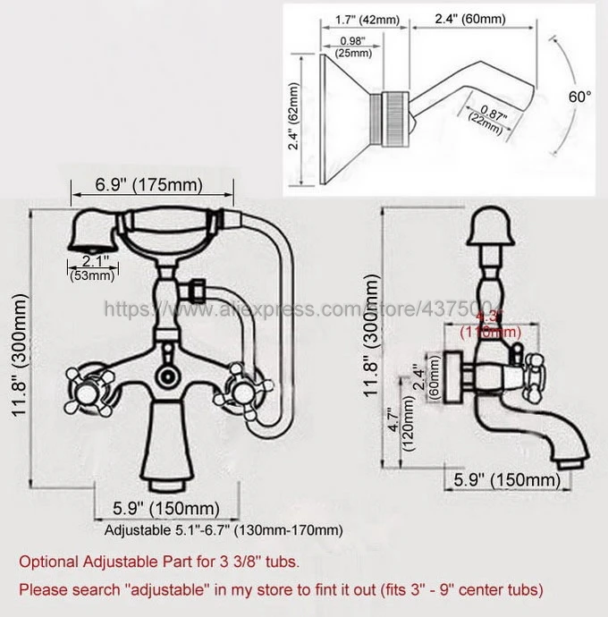Bathtub Faucet Oil Rubbed Bronze Wall Mounted Rain Shower Faucet Round Handheld 2 Handle Luxury Bathroom Mixer Tap Set Ntf567