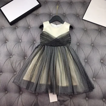 

European and American children's wear 2020 summer new style Sleeveless contrast gauze bowknot baby Girl's dress