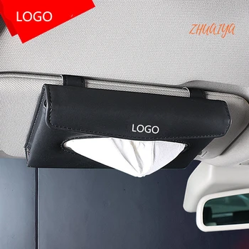 

1set Universal Car Sun Visor Tissue Box Holder PU Leather Tissue Box Cover Case Accessories For Seat LOGO Leon Ibiza cupra Altea