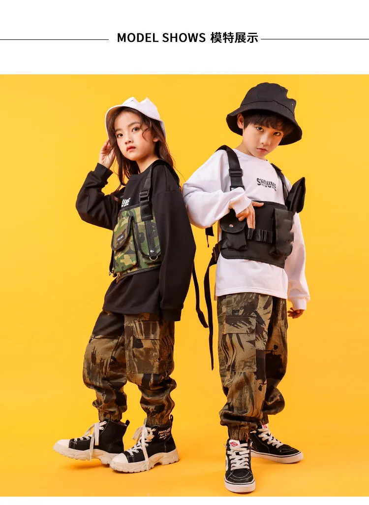 Children'S Hip-Hop Dance Clothes Kids Work Clothes Black White T-Shirt Pants Suit Hiphop Outfits Baby Girl Clothing Show Costume (7)
