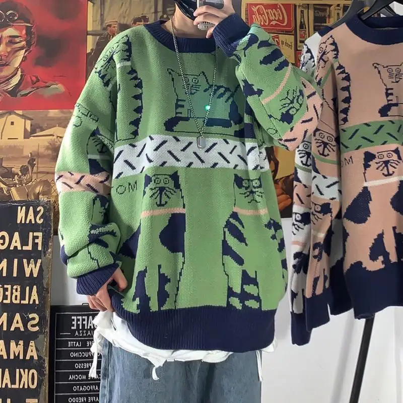 

T-neck sweater men's autumn 2020 personalized Pullover Sweater