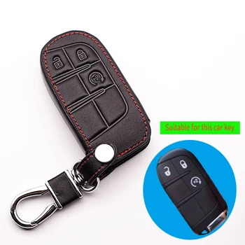 

Leather Car key cover for Dodge dart journey For Fiat Jeep wrangler Grand Cherokee compass longitude Patriot Chrysler 3 buttons