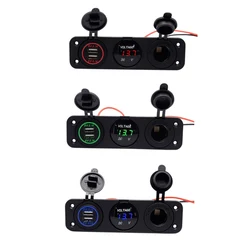Chargeur multiport 12V pour bateau et voiture, avec prise USB 2.0, 2 ports Led, voltmètre 