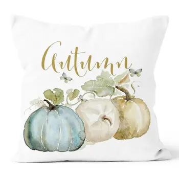 

4 Pcs Throw Pillow Happy Fall Yall Pumpkin Halloween Thanksgiving Decoration Cotton Blend Cushion Cover 6XDD